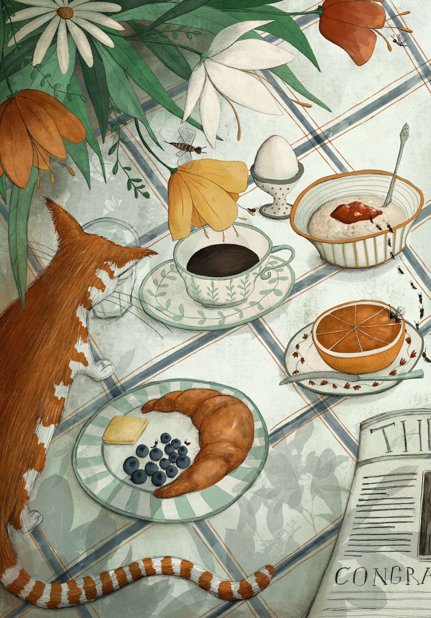 Hungry friends - Art print