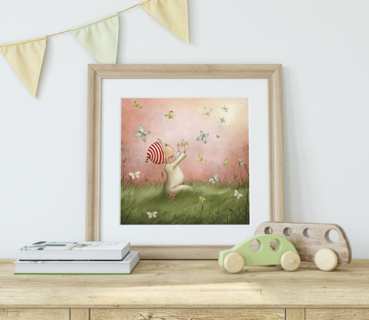 Playing with butterflies - Art print