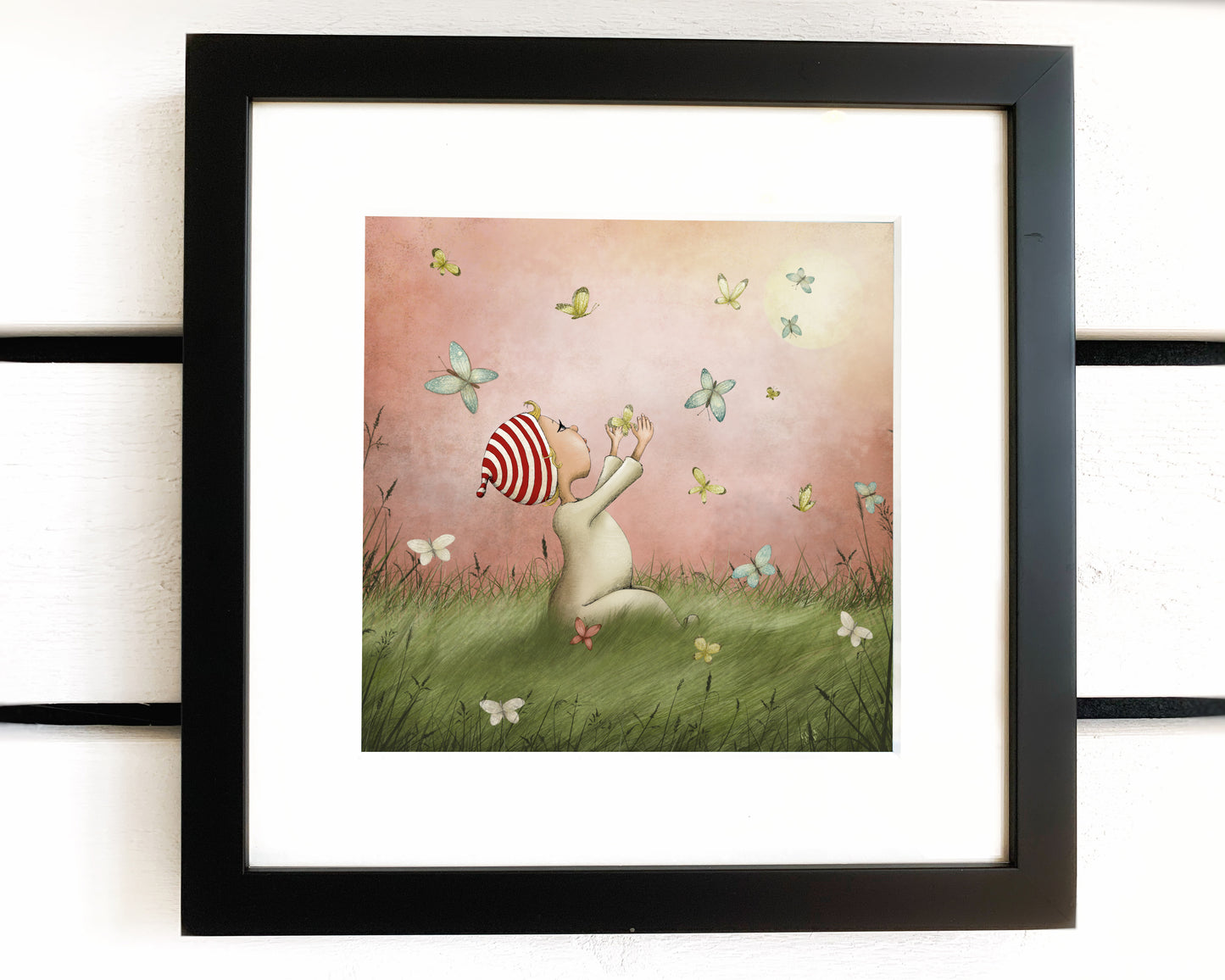 Playing with butterflies - Art print
