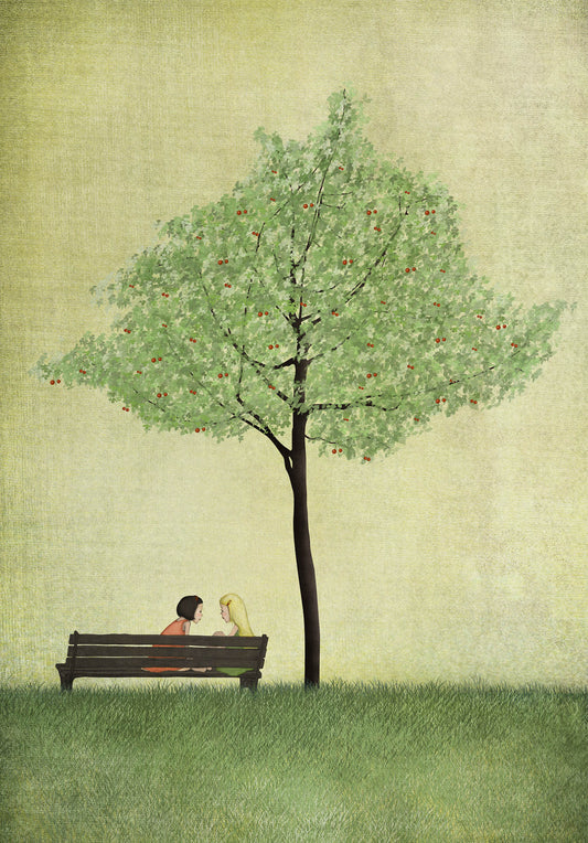 Under the cherry tree - Summer - Art print