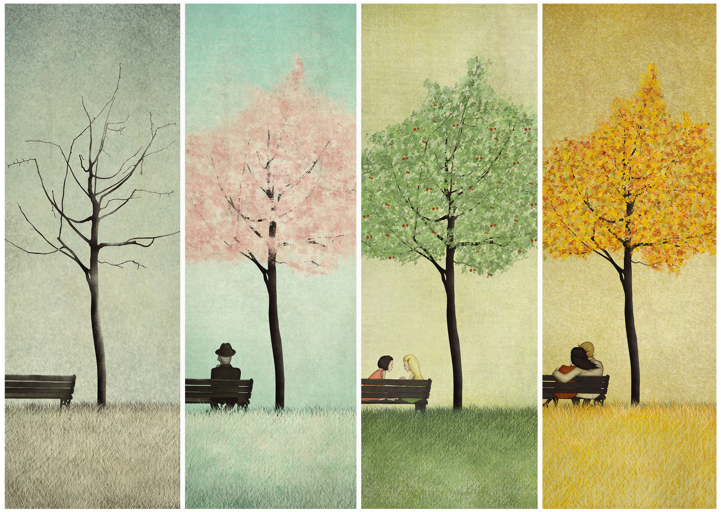 Under the cherry tree - Spring - Art print
